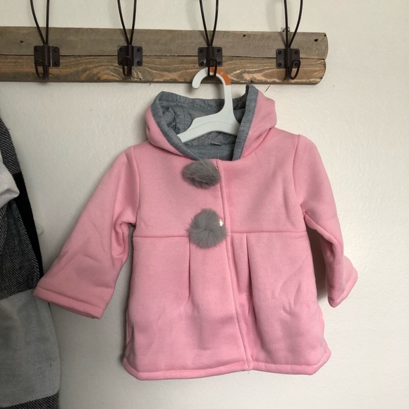 Pink bunny hoodie with gorgeous fur detail sz 12mos - Picture 1 of 3